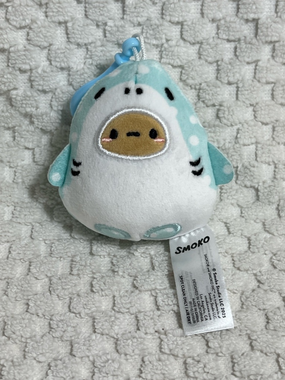 Smoko Mint Blue Polka Dot Shark Plush Keychain